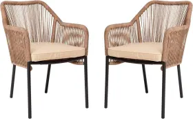 Sda-ad892006-nat-2-gg Flash Furniture Kallie Set Of 2 Stacking Club Chairs Arms Uv Resistant Woven