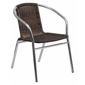 Tlh-020-gg Flash Furniture Aluminum And Dark Brown Restaurant Stack Chair