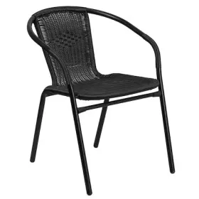 Tlh-037-bk-gg Flash Furniture Black Rattan Indoor-outdoor Stack Chair