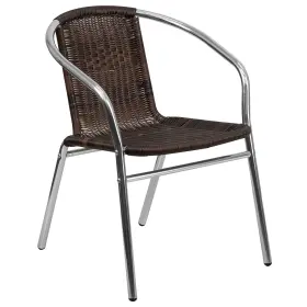 Tlh020 Flash Furniture Lila Contemporary Aluminum/rattan Dining Chair Dark Brown