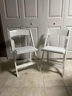 Flash Furniture Xf2901white Two Wood Folding Chair With Vinyl Padded Seat White