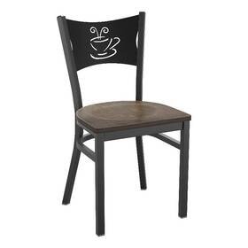 Flash Furniture Xu-dg-60099-cof-acpw-gg Black Coffee Back Metal Restaurant Chair With Antique Copper Wood Seat