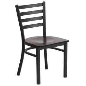 Xudg694bladwalw Flash Furniture Dining Chair 32.25 Inch Armless High Ladder Back Metal Frame Black