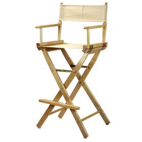 Flora Home 10190113 Bar-height Director Chair - Natural Frame Beige Canvas