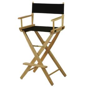 Flora Home 16676191 30 Inch Extra Wide Directors Chair Natural Frame Black -