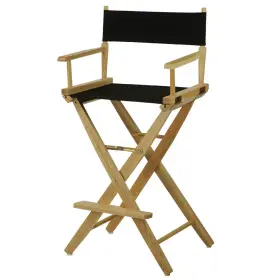 16676191 Flora Home 30 Inch Extra Wide Directors Chair Natural Frame Black -