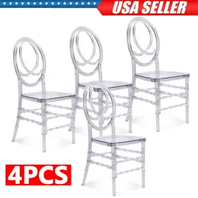 Ch003 Foh Multistyle Set Of 4 Pp Ghost Chair Wedding Clear Chiavari Chairs Dining