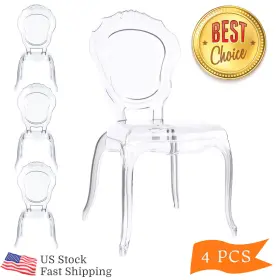 Ch013 Foh Set Of 4 Belle Ghost Chair Dining Room Vanity Clear Chairs