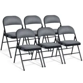 Foldable Chair Set Padded Seat Fabric Covered Backrest-set 197867215231 With And Of 6