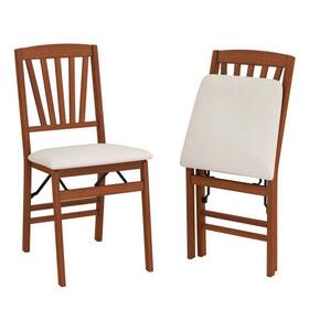 Folding Dining Chairs Set 197867040888 Of 2 With Padded Seat And Rubber Wood Frame-b - Color