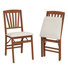 Folding Dining Chairs Set 197867040888 Of 2 With Padded Seat And Rubber Wood Frame-b - Color