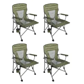Tv-243411 Four Seasons Courtyard Quad Sports Oversized Folding Arm Chairs 4 Pack Green