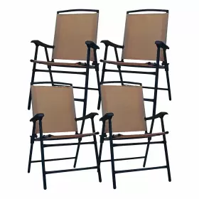 Tv-270110-u-b Four Seasons Courtyard Outdoor Steel Folding Chair Brown 4 Pack Used