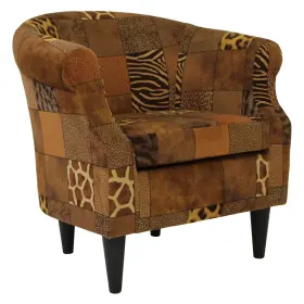 Uch-nik-pon3 Fox Hill Trading Accent Club Chair Animal Safari Patchwork Print Fabric Living Room Home Armchair