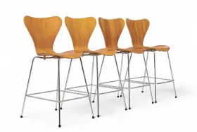 3187 Fritz Hansen Danish Modern Wood Stools Series 7 By Arne Jacobsen For