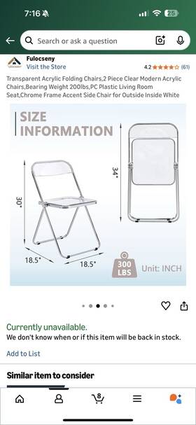 Fulocseny Cl-191611 Modern Acrylic Folding Chairs Set Of 2 Stackable Plastic Clear Dining Wi