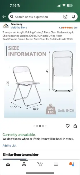 Cl-191611 Fulocseny Modern Acrylic Folding Chairs Set Of 2 Stackable Plastic Clear Dining Wi