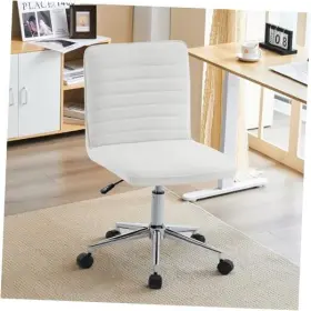 Fm-8012-fm8023 Fumahaus Faux Leather Mid-back Armless Office Desk Chair Adjustable Task Pu-white
