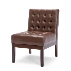 Fm26012122221 Furnemall Modern Faux Leather Accent Chair Button Tufted With Rubber Wood Legs