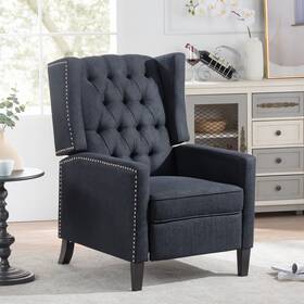 Furnemall Fm260581643 Mid-century Wingback Recliner Chair Button Tufted Armchair With Footrest Nailhead