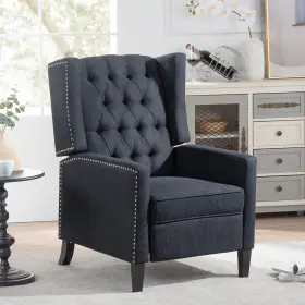 Fm260581643 Furnemall Mid-century Wingback Recliner Chair Button Tufted Armchair With Footrest Nailhead