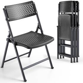 Furniedge 768807248673 Black Folding Chairs 4pack Breathable Plastic For Card Tables And Inch