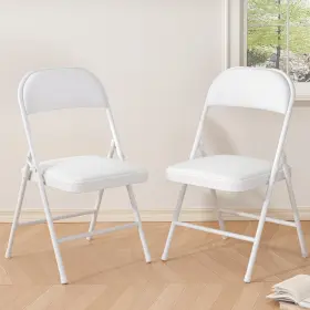 Furniedge 768807250911 Folding Chairs 2 Pack 350 Lbs Heavy Duty Metal Frame With Pu L Furniedge 768807250911 Folding Chairs 2 Pack 350 Lbs Heavy Duty Metal Frame With Pu L