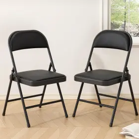 Furniedge 768807250959 Folding Chairs 2 Pack 350 Lbs Heavy Duty Metal Frame With Pu L Furniedge 768807250959 Folding Chairs 2 Pack 350 Lbs Heavy Duty Metal Frame With Pu L