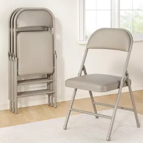 Furniedge 768807250980 Folding Chairs 4 Pack 351 Lbs Heavy Duty Metal Frame With Pu L Furniedge 768807250980 Folding Chairs 4 Pack 351 Lbs Heavy Duty Metal Frame With Pu L