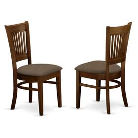 Furnifact Bo1167993wht Dining Chairs Set Of 2 Espresso Finish Linen Fabric Seat Slatted Back