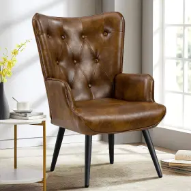 Furniliving 794094259696 Pu Leather Accent Chair For Living Room Upholstered Reading With High
