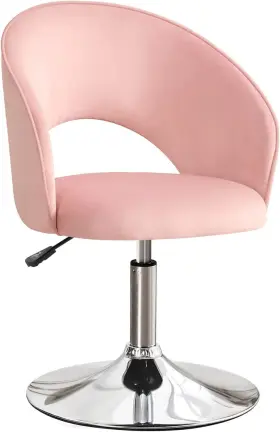 Furniliving 794094261583 Vanity Chair Contemporary Height Adjustable Round Velvet Back Tilt Swivel Acc