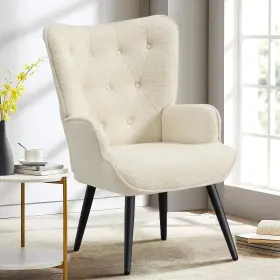 Fl2034 Furniliving Accent Chair Sherpa Upholstered Living Room Arm Chairs With Solid Metal Le