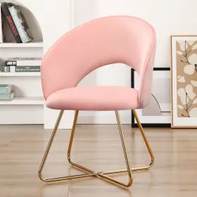 Furnimart 749350467247 Stylish Upholstered Velvet Accent Papasan Chair Curved Mid-back Vanity Lei