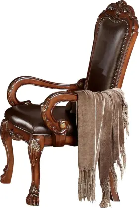 12154 Furniture Dresden Arm Chair Set-2 - Pu And Cherry Oak