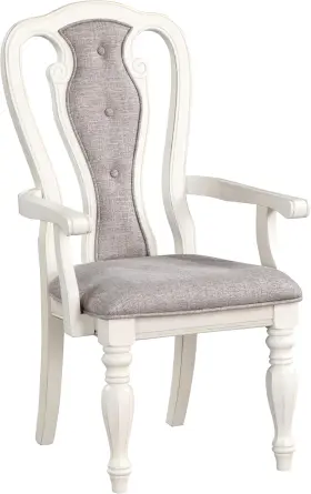 Furniture 313030067098 Florian Button Tufted Arm Chair In Gray And Antique White Set Of 2
