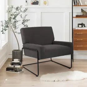 Furniture 313040656633 Sherpa Accent Chair Modern Upholstered Single Sofa With Metal Legs Teddy Barre