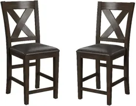 4703-822f Furniture Spencer Dining Stools Set Of 2 Dark Espresso Wire Brush