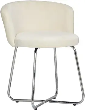 51109 Furniture Marisol Round Metal And Upholstered Vanity Stool With Scoop Back For Makeup Ro