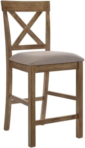 70832 Furniture Martha Ii Counter Height Chair In Tan Linen And Weathered Oak Set Of 2