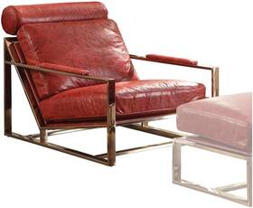 Furniture 96672 Quinto Accent Chair In Antique Red Top Grain Leather And Stainless Steel