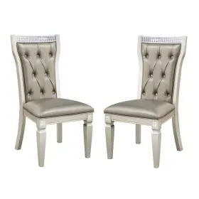Idf-3158sc Furniture Of America Deltona Champagne And Warm Gray Faux Leather Button Tufted