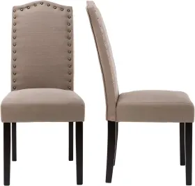 W8909-sg Furniture Dining Chairs Set Of 2 Upholstered Parsons Room Fabric Kitchen Ch