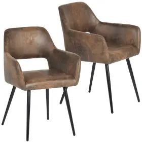 Furniturer 755752081721 Suede Fabric Dining Chairs Set Of 2 Upholstered Accent Leisure Armchair Side