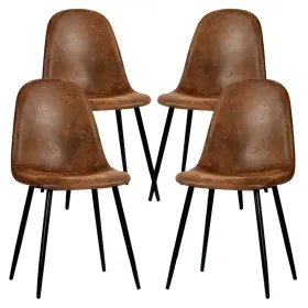 Furniturer 755752150571 Dining Chairs Set Of 4 Fabric Suede Room Side Seating Kit