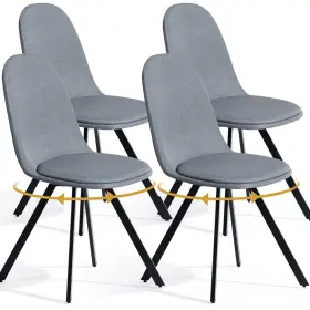Furniturer 755752481521 Dining Chairs Swivel Set Of 4 Fabric Accent Side Chair Armelss Mid Back With