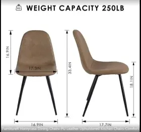 Furniturer 935653329267 New Set Of 2 Homycasa 34 Inch Dining Chairs Poly Leather Upholstered Kitchen