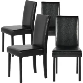 Doupubk4p Furniturer Dining Chairs Set Of 4 Upholstered Pu Leather Side Chair Tufted Ergonomic Hi
