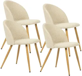 Fuzom02 Furniturer Upholstered Fabric Dining Chair Mid Back Armless With Wood Legs For Home Kitc