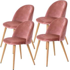 Furniturer Zzom4 Upholstered Dining Chairs Set Of 4 Mid Back Armless Accent Chair Velvet With